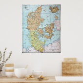 Poster Vintage map of Denmark (Cuisine)