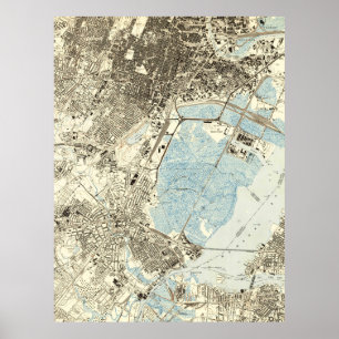 Poster Vintage Map of Elizabeth NJ (1947)