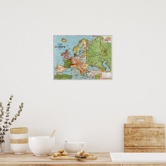 Poster Vintage Map of Europe (Cuisine)