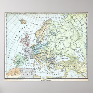 Poster Vintage map of Europe (1899)