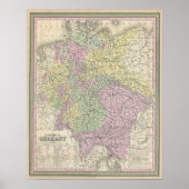Poster Vintage Map of Germany (Devant)