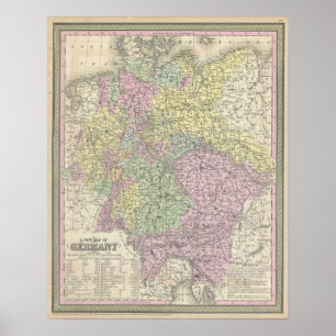 Poster Vintage Map of Germany