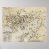 Poster Vintage Map of Gloucester Massachusetts (Devant)