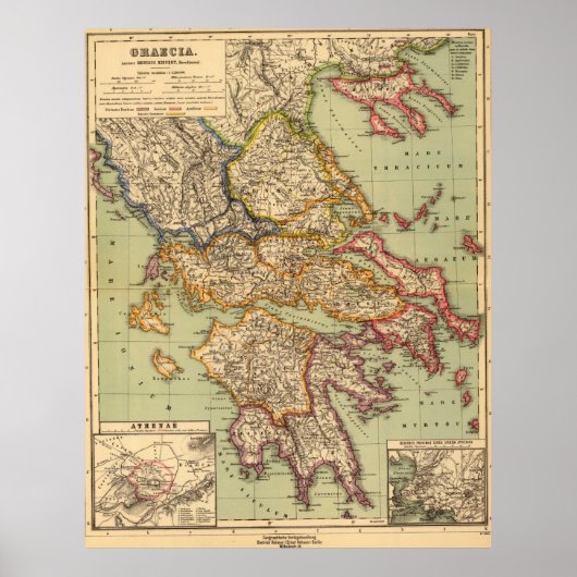 Poster Vintage Map of Greece (1903) (Devant)