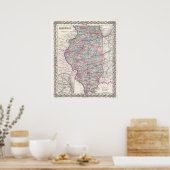 Poster Vintage Map of Illinois (Cuisine)