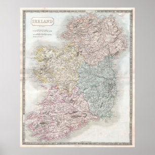 Poster Vintage Map of Ireland