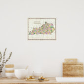 Poster Vintage Map of Kentucky (Cuisine)