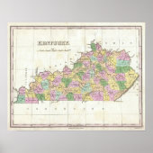 Poster Vintage Map of Kentucky (Devant)