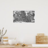 Poster Vintage Map of London England (1677) (Cuisine)