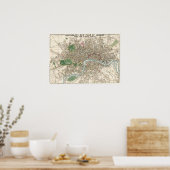 Poster Vintage Map of London England (1853) (Cuisine)
