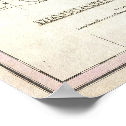 Poster Vintage Map of Massachusetts (Coin)