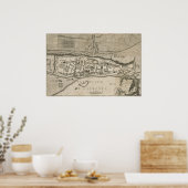 Poster Vintage Map of Montréal (1758) (Cuisine)
