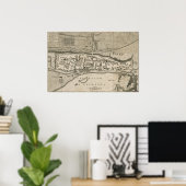 Poster Vintage Map of Montréal (1758) (Bureau à domicile)