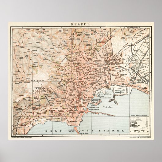 Poster Vintage map of Naples Italy (Devant)