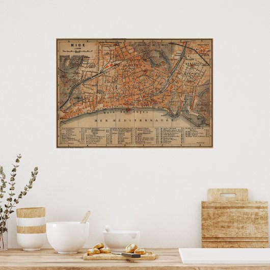 Poster Vintage Map of Nice (Cuisine)