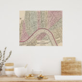 Poster Vintage Map of Nouvelle-Orléans (1880) (Cuisine)