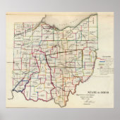 Poster Vintage Map of Ohio (Devant)