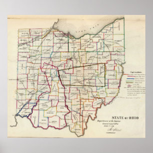 Poster Vintage Map of Ohio