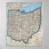 Poster Vintage map of Ohio (Devant)