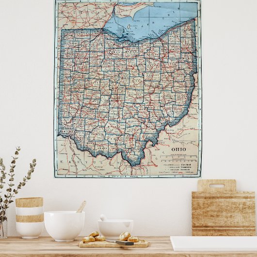 Poster Vintage map of Ohio (Cuisine)