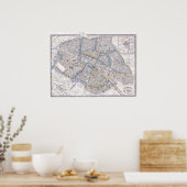 Poster Vintage Map of Paris (Cuisine)