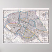 Poster Vintage Map of Paris (Devant)