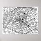 Poster Vintage map of Paris (Devant)