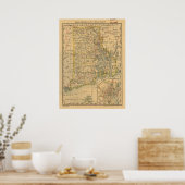 Poster Vintage Map of Rhode Island (Cuisine)