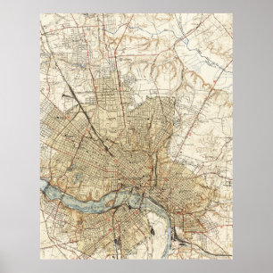 Poster Vintage Map of Richmond Virginia (1934)