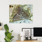 Poster Vintage Map of Rotterdam Netherlands (Bureau à domicile)