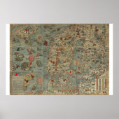 Poster Vintage map of Scandinavia (Devant)