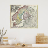 Poster Vintage Map of Scandinavia (Cuisine)