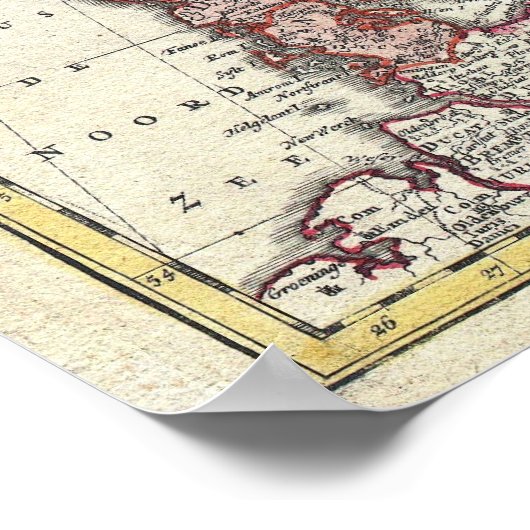 Poster Vintage Map of Scandinavia (Coin)