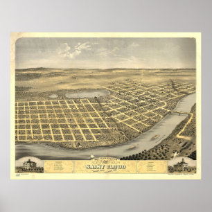 Poster Vintage Map of St Cloud MN (1869)