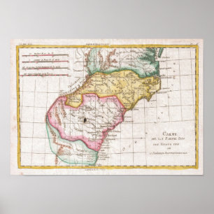 Poster Vintage Map of The Carolinas (1780)