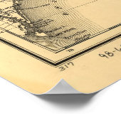 Poster Vintage Map of The Caroline du Nord Coast (Coin)