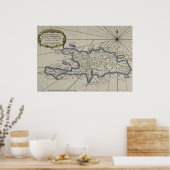 Poster Vintage Map of The Dominican Republic (Cuisine)