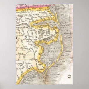 Poster Vintage Map of The Outer Banks (1818)