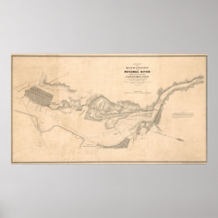 Poster Vintage Map of The Potomac River (1838)