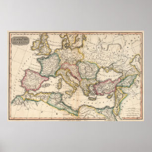 Poster Vintage Map of The Roman Empire (1815)