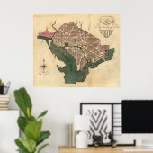 Poster Vintage Map of Washington DC (1793) (Bureau à domicile)