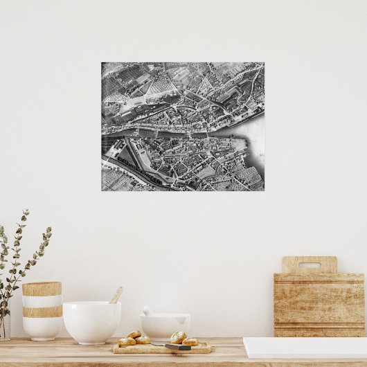 Poster Vintage Map of Zurich Switzerland (Cuisine)