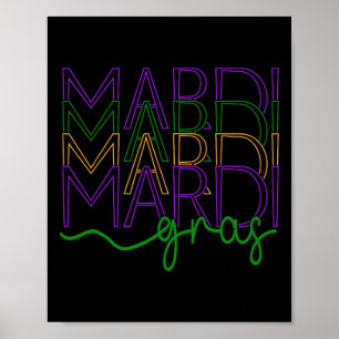 Poster Vintage Mardi Gras Festival New Orleans Femmes