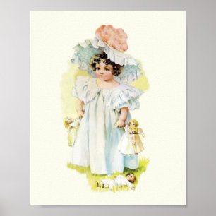 Poster Vintage Maud Humphrey Girl avec poupée