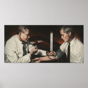 Poster Vintage Medicine, Doctor Examining a Sick Patient