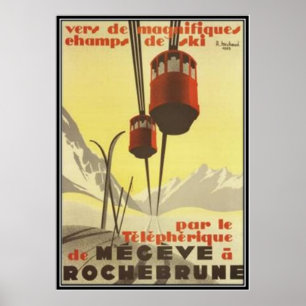 Poster Vintage Mégève, Rhône-Alpes, France -