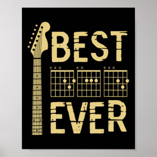 Poster Vintage Meilleur papa Jamais Guitare Chord Guitari