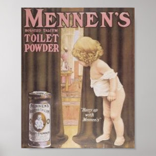 Poster Vintage Mennen's Toilet Poudre enfant Pékin à Ba