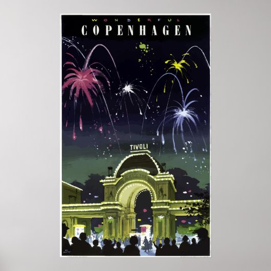 Poster Vintage Merveilleux Copenhague Travel (Devant)