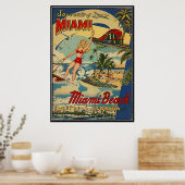 Poster Vintage Miami Beach, Floride, États-Unis - (Cuisine)